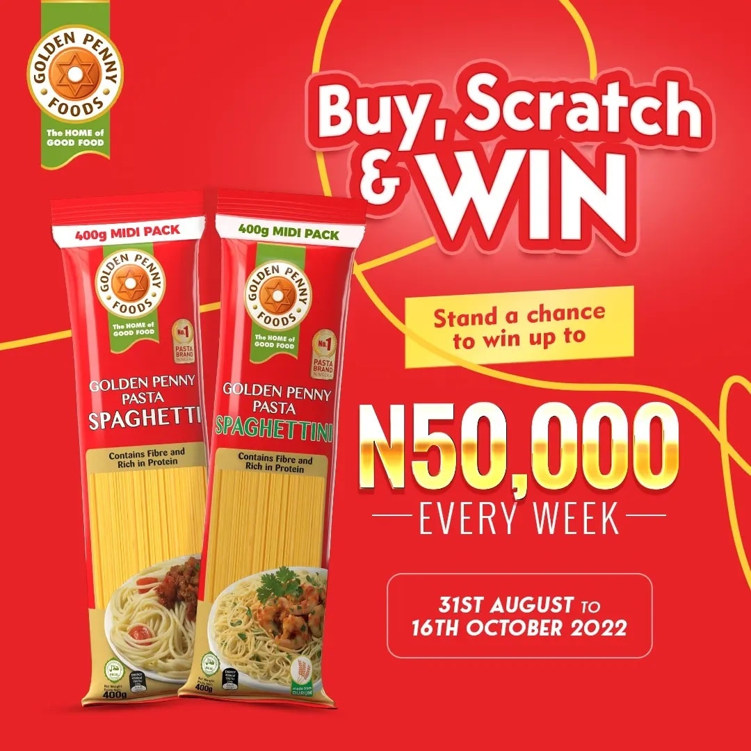 Golden Penny Pasta Buy, Scratch and Win Promo. Promos in Nigeria